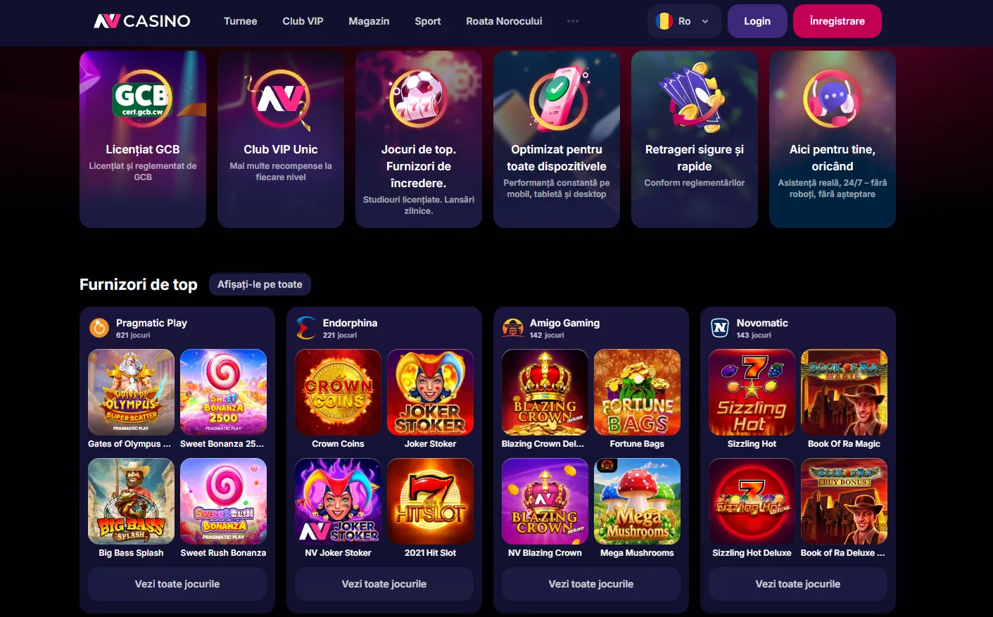 Caracteristici principale ale Casino NV – NV Casino